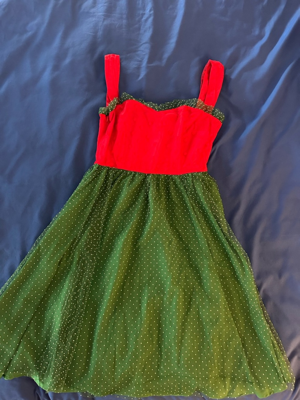 Red and Green Polka Dot Mini Dress